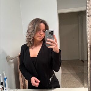 Black Blazer with Zipper Detail